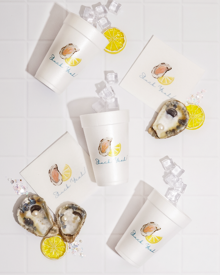 Busy Bee Gift - Shuck Yeah! Oyster Roast Styrofoam Cups | Set of 10, 20 oz