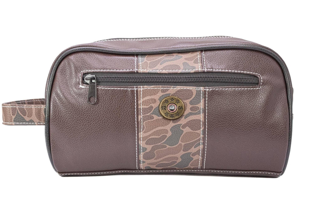 Zep-Pro - Shot Shell Brown Pebble Old School Camo Men's Toiletry Dopp Bag.: Green/Gray
