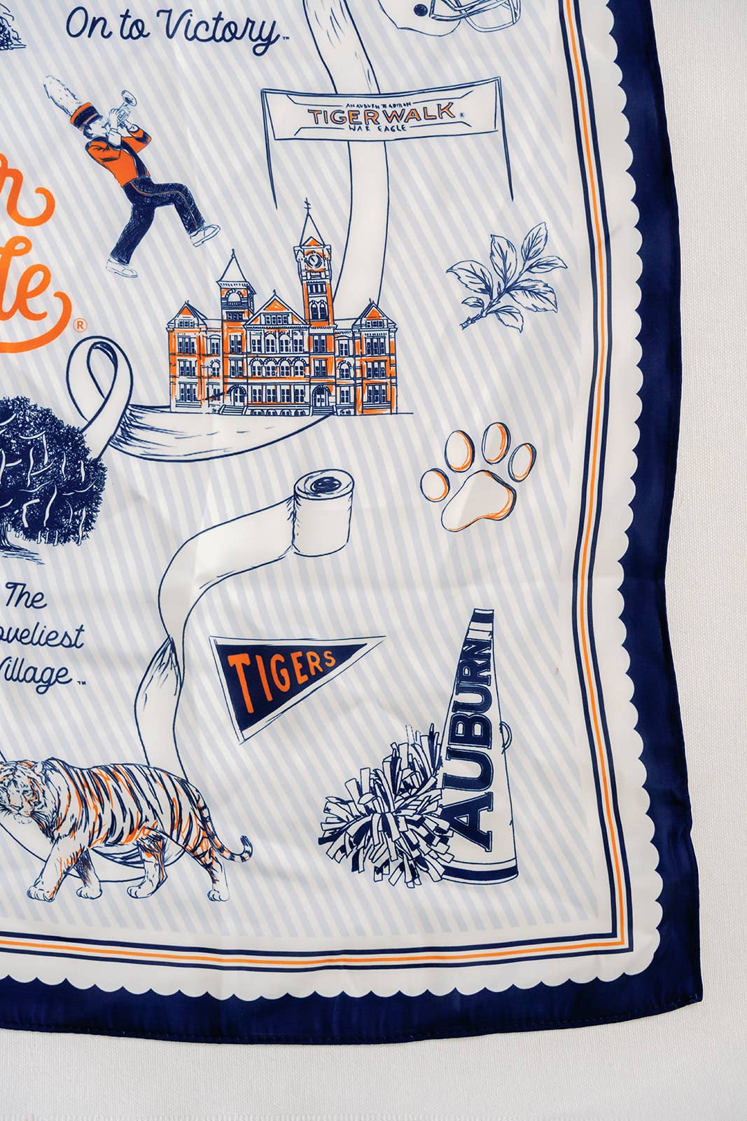 Gracefully Made Art - Auburn University Striped Silk Scarf