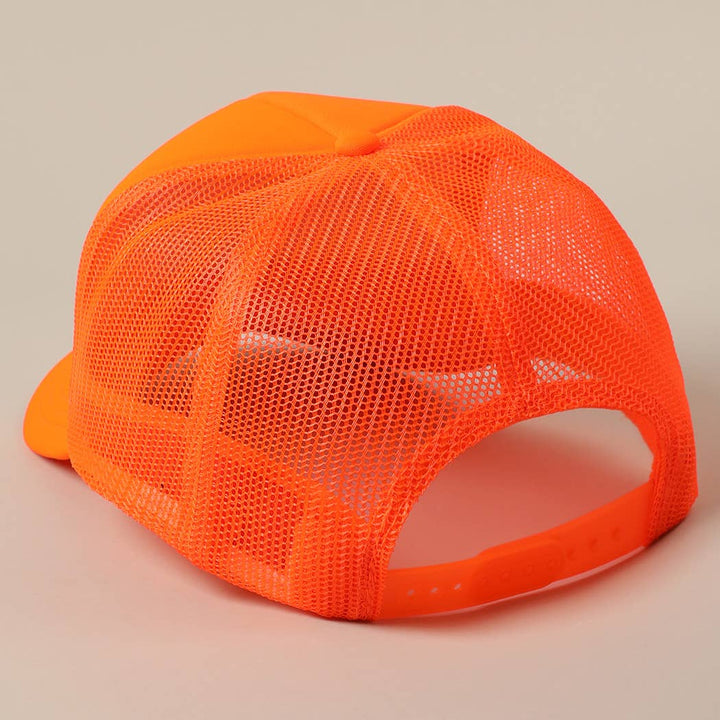 Fashion City - JESUS SAVES I SPEND Text Mesh Back Trucker Hat: Pink / ONE SIZE