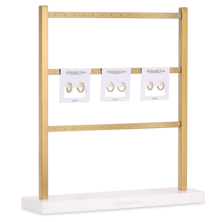 Splendid Iris - Branded Gold & White 3 Level Earring Display