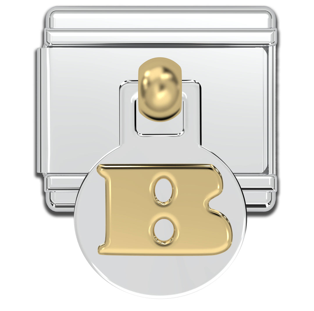 Natalia - Italian Charm Letters A-Z - 9mm Gold Dangle Bracelet Charms: U