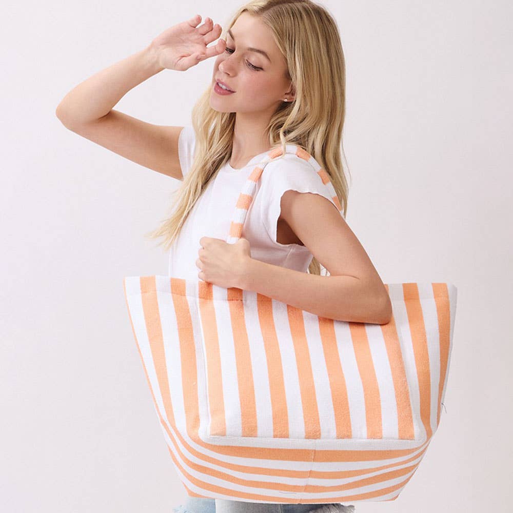 Sensibling Corp. - Striped Terry Tote Bag: Pink&Green