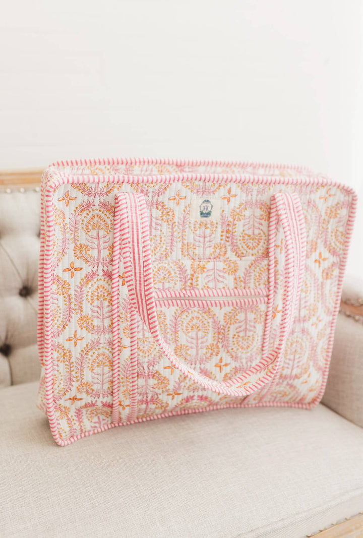 Heart of Grace - Dahlia | Large Quilted Zipper Tote Bag
