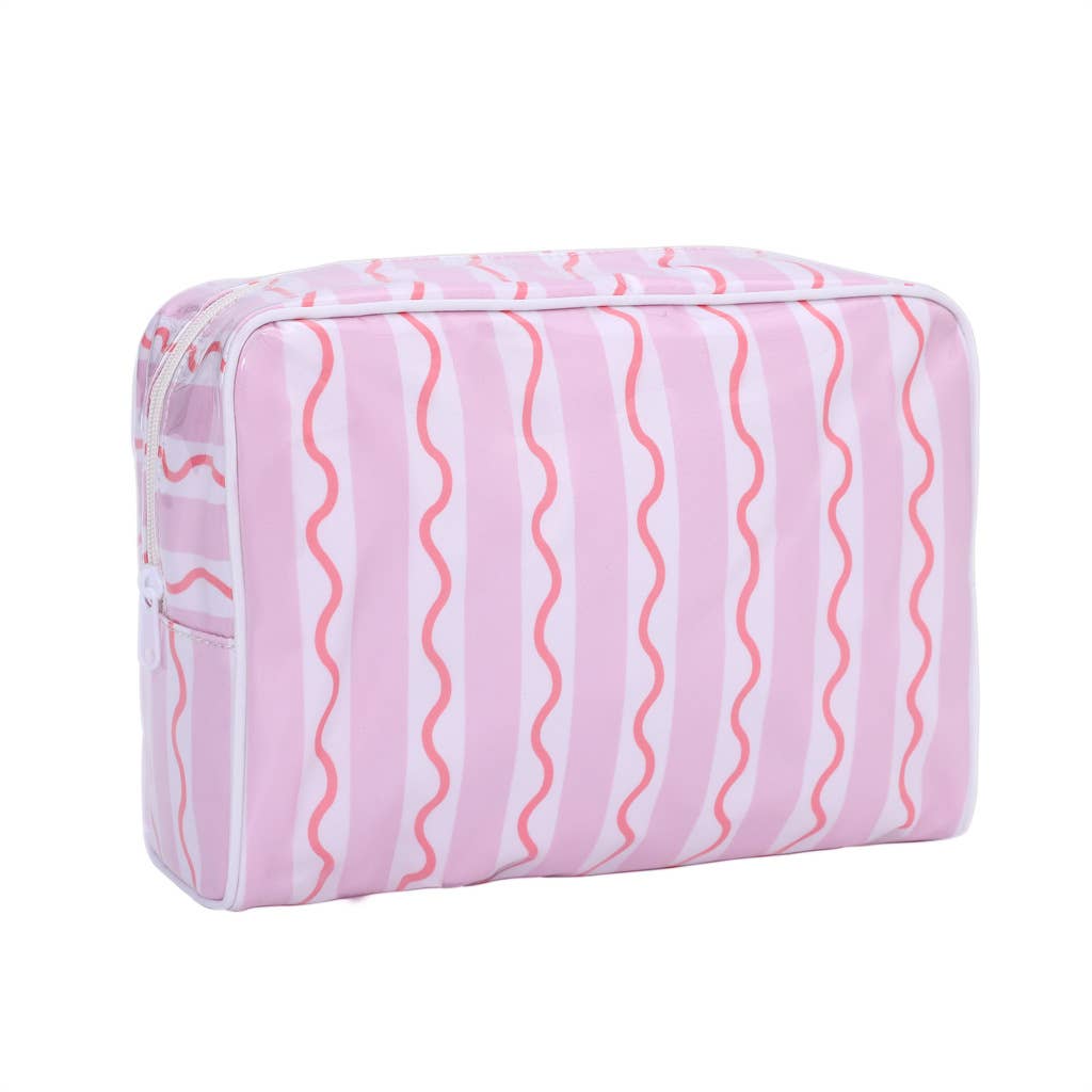 MKS America - Stylish PVC Striped Plaid Multi-Pattern Cosmetic Makeup Bag: C1 / M