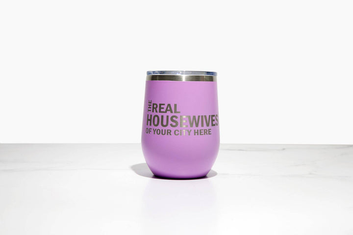 Calm Down Caren - Real Housewives of YOUR CUSTOM CITY Polar Camel Wine Tumbler: Pink