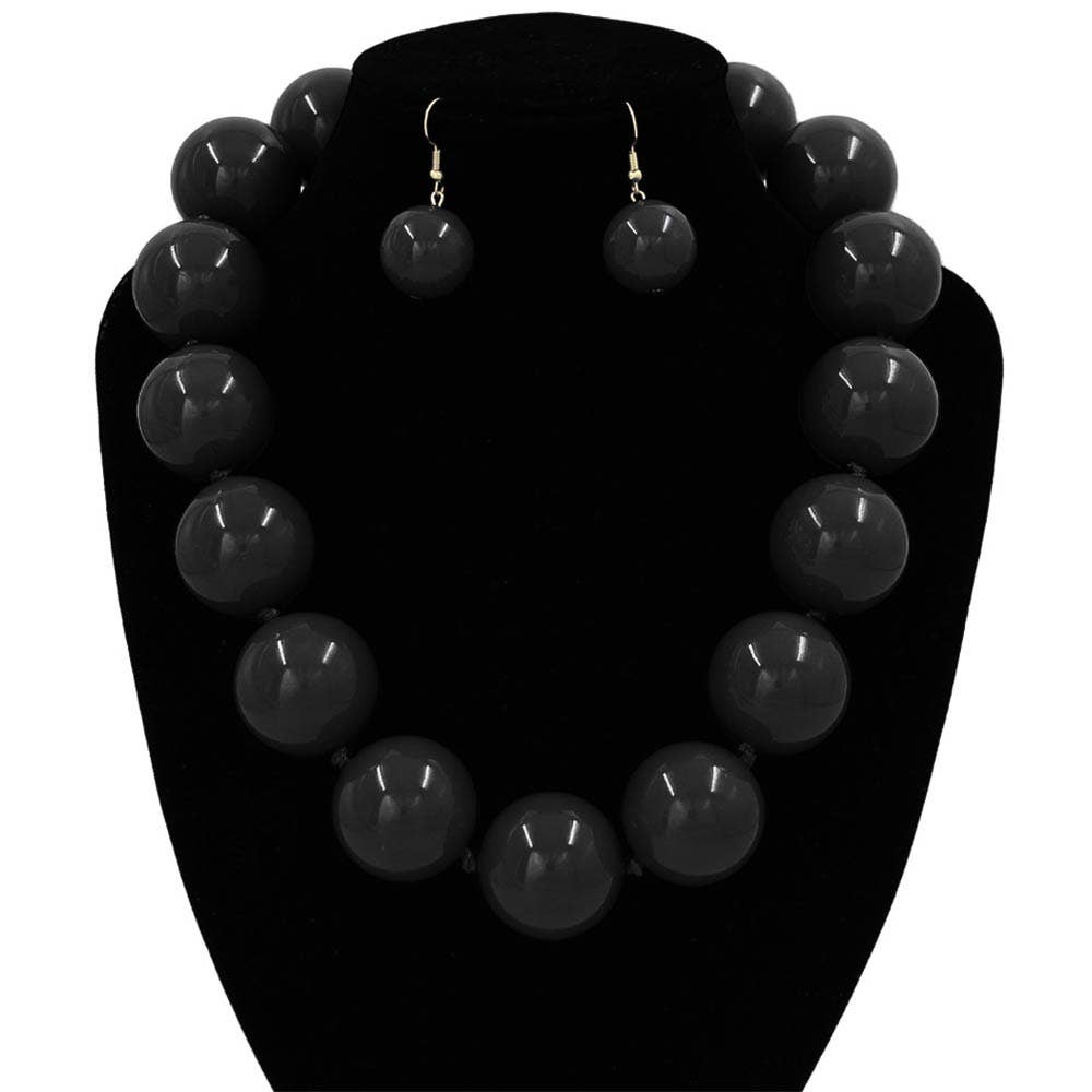 Sensibling Corp. - Chunky Ball Beaded Statement Necklace: Light Blue