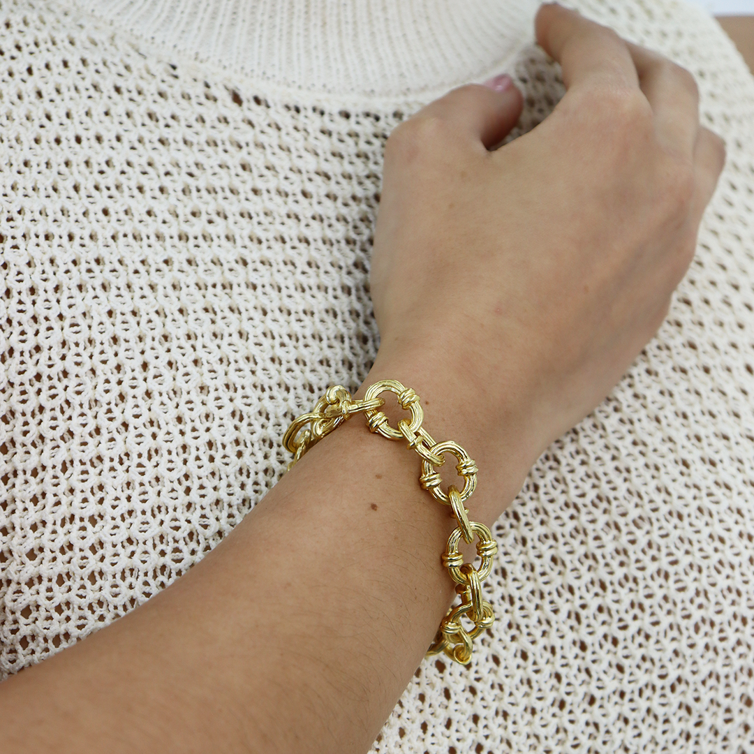 KARINE SULTAN - Trendy Chunky Chain Layering Bracelet - 24K Gold Plated: GOLD