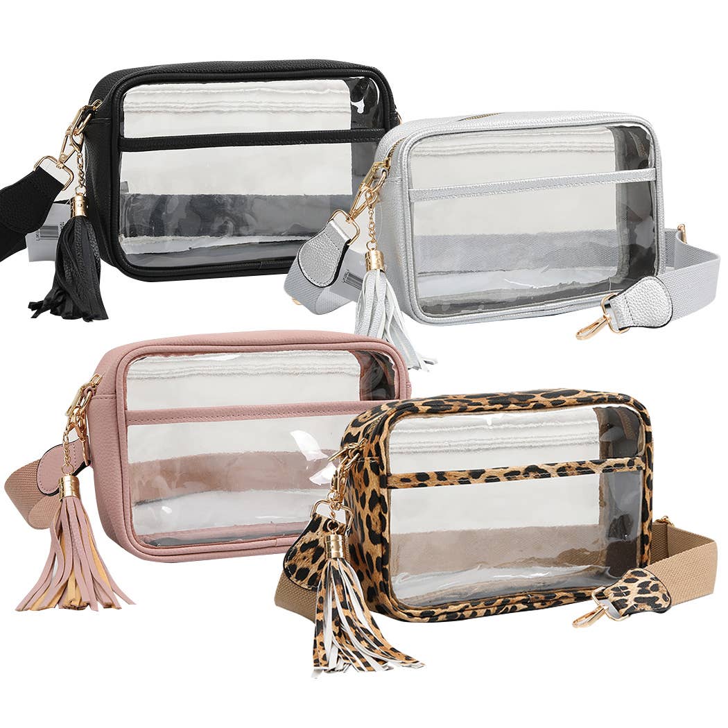 Fashion City - Solid Color Outlined Clear Crossbody Bag: CLRB / ONE SIZE