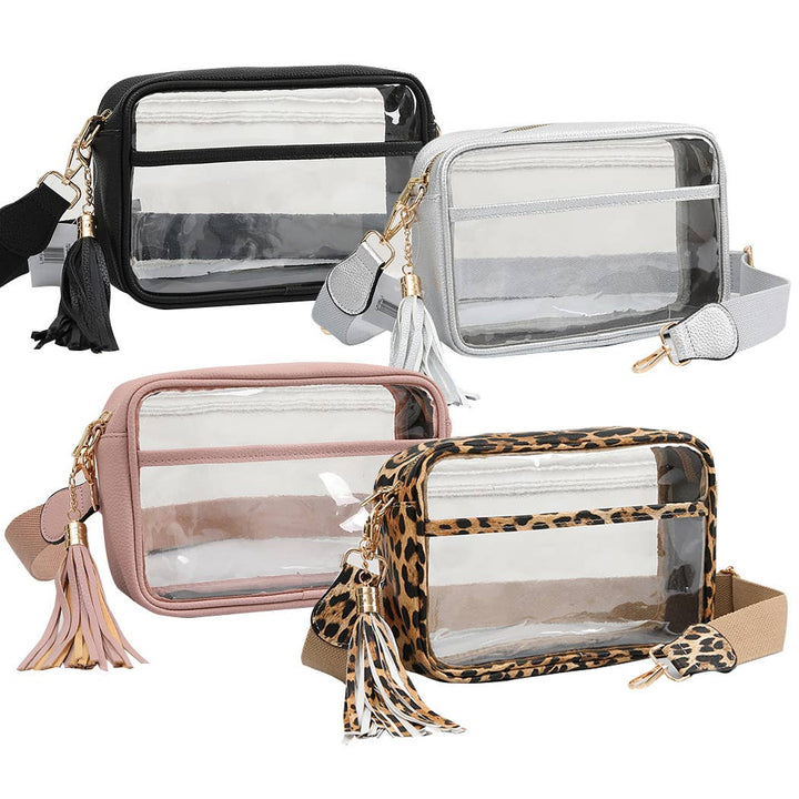 Fashion City - Solid Color Outlined Clear Crossbody Bag: CLRB / ONE SIZE
