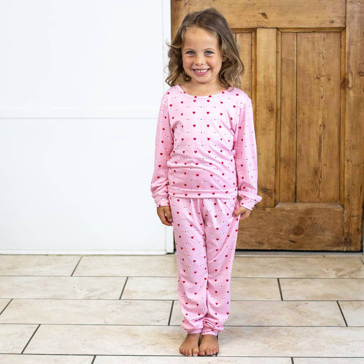 The Royal Standard - 4T Kid's Tickled Pink Long Sleeve Pajamas   Pink/Cherry/White