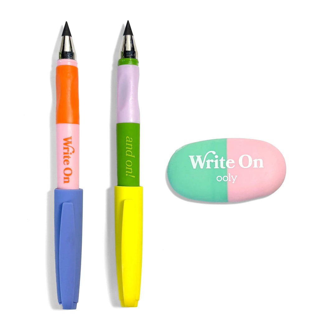 OOLY - Write On Graphite Pencil and Eraser Set - 3 PC