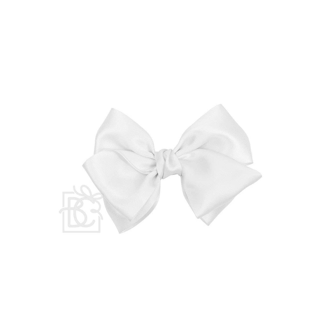 Beyond Creations, LLC - SATIN EUROPEAN BOW W/RUFFLED KNOT ON CLIP: 5" Euro Bow on Med. Alligator Clip / POWDER PINK