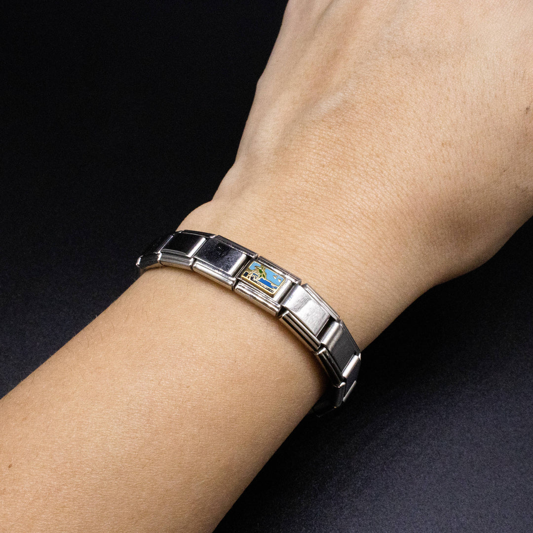 Natalia - Italian Charm Bracelet Charms - 9mm Beach Palm Tree Links
