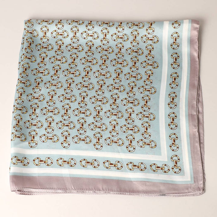 Fashion City - Satin Horsebit Print Light Weight Soft Scarf : 3-L-TURQUOISE / ONE SIZE
