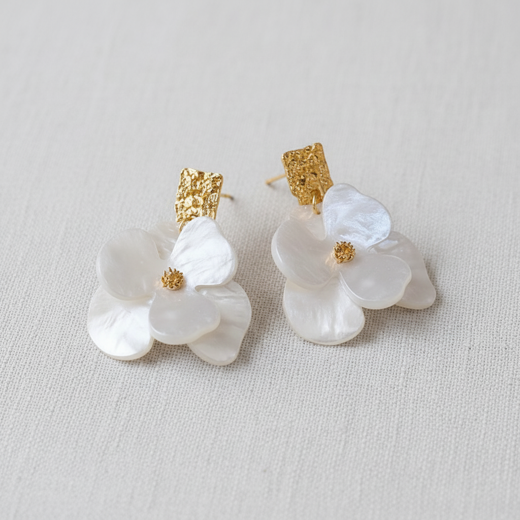 paperln - Vintage Acrylic Floral Silver Earrings
