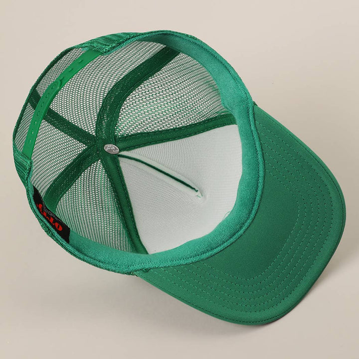 Fashion City - Pretty Girls Love Boys With Boats Text Print Mesh Back Cap: KELLY GREEN / ONE SIZE