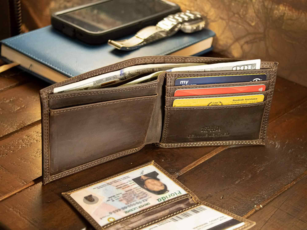 Zep-Pro - Auburn Tigers Men's Collegiate Bifold Leather Wallet.: Crazyhorse Brown