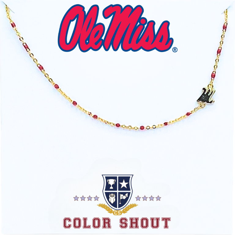 Color Shout - The College Logo Necklace: Side Set Logo on Enamel Bead Necklace: Auburn