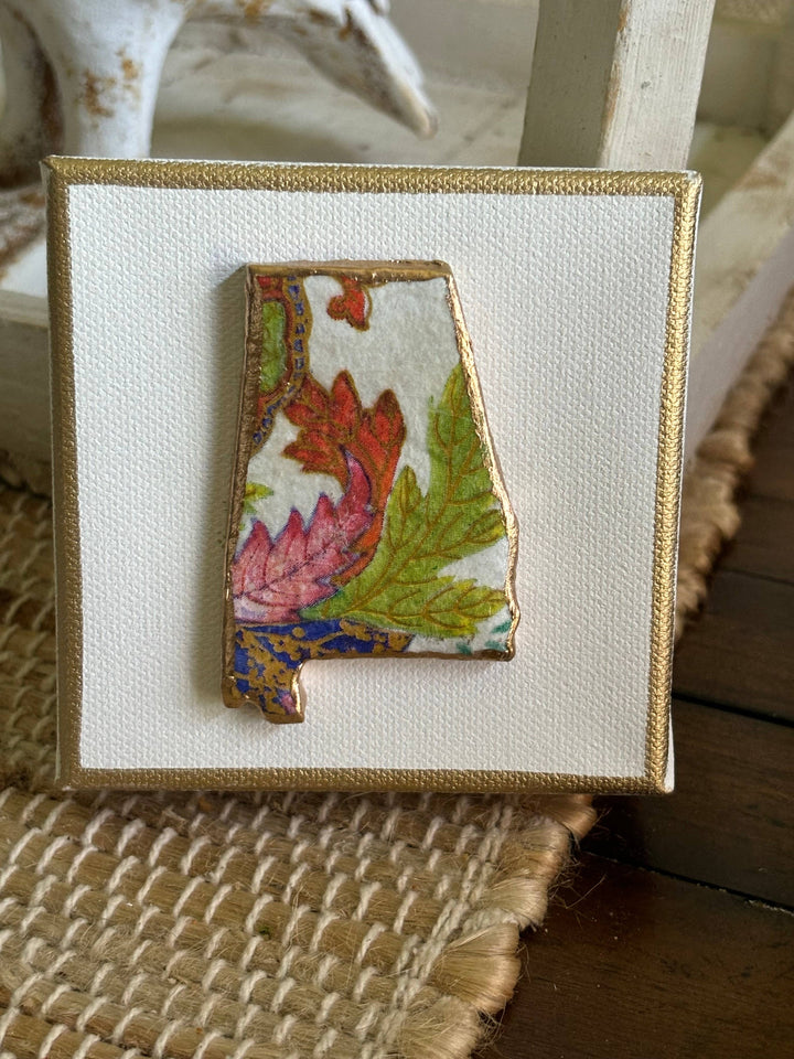 Rouge 225 - State of Alabama Tobacco Leaf Canvas Art: Package in Cello Bag with Satin Ribbon