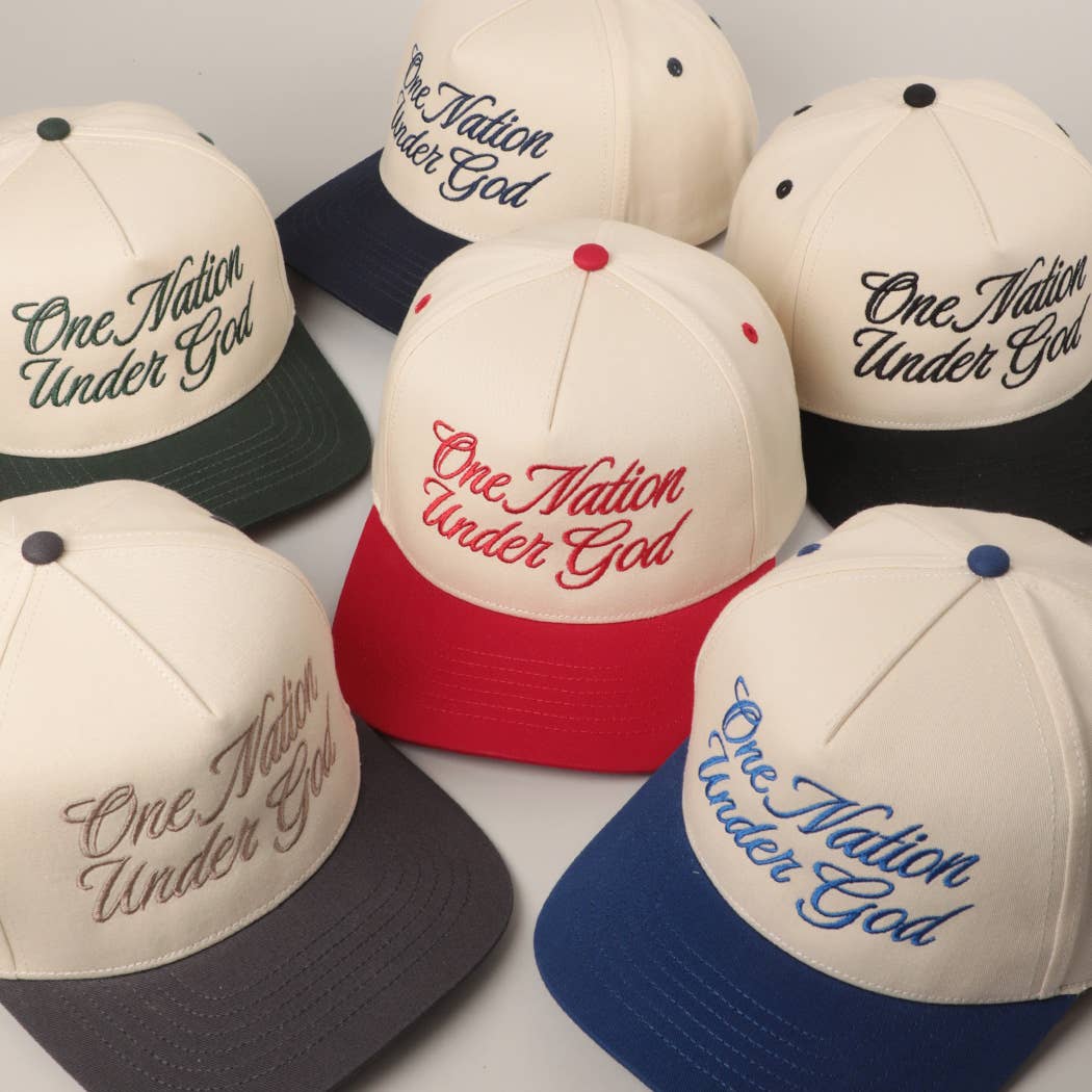 Fashion City - One Nation Under God Two-Tone Trucker Hat: NATURAL/RED / ONE SIZE