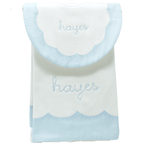 Lenora - LITTLE HEARTS SCALLOPED BIB & BURP SET: BLUE