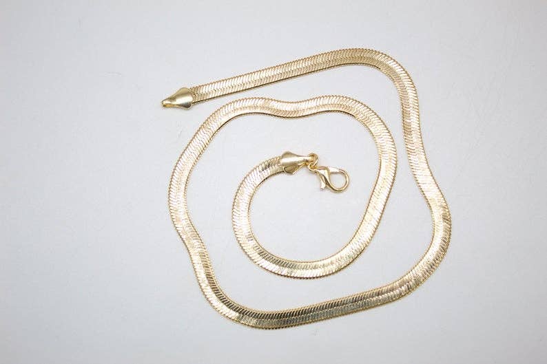 MIA Jewelry - 18K Gold Filled Herringbone Chain (H29-37): 18' Inch / 4mm