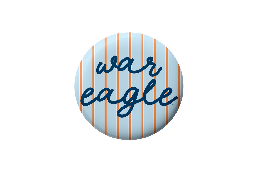 Cute As A Button - Auburn War Eagle Striped Button