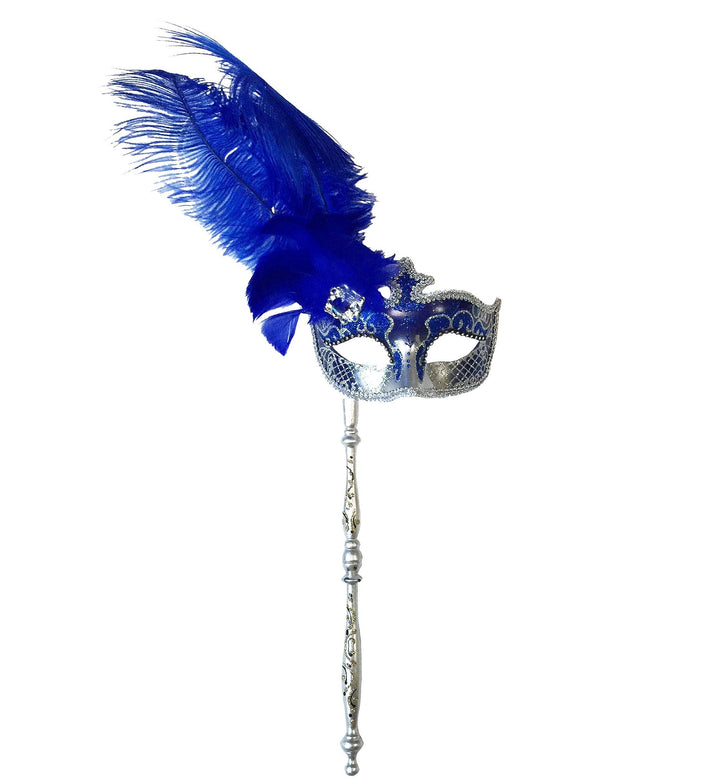 Mardi Gras Creations - Anarkali Mask With Eye Detail With Detachable Stick: Mardi Gras / Gold Accents