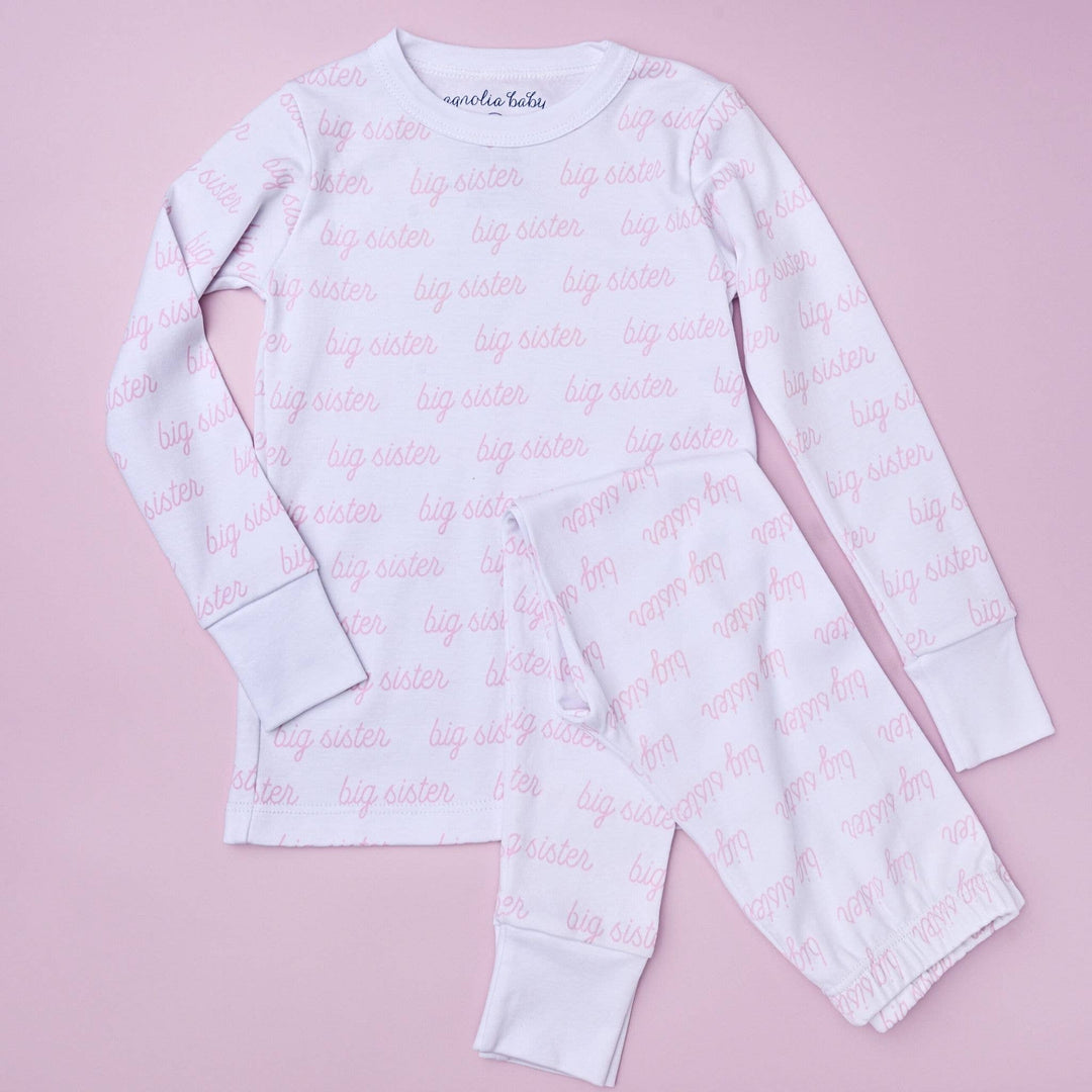 Magnolia Baby - Big Sister Print Long Pajamas: 5