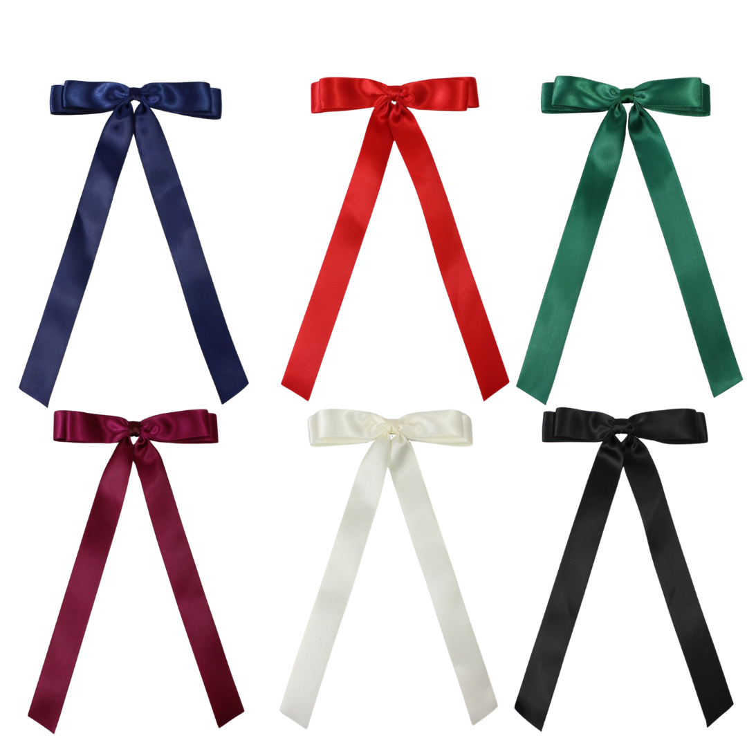 Beyond Creations, LLC - 7/8" SATIN LAYERED TAIL BOW ON ALLIGATOR CLIP: Millennium Blue