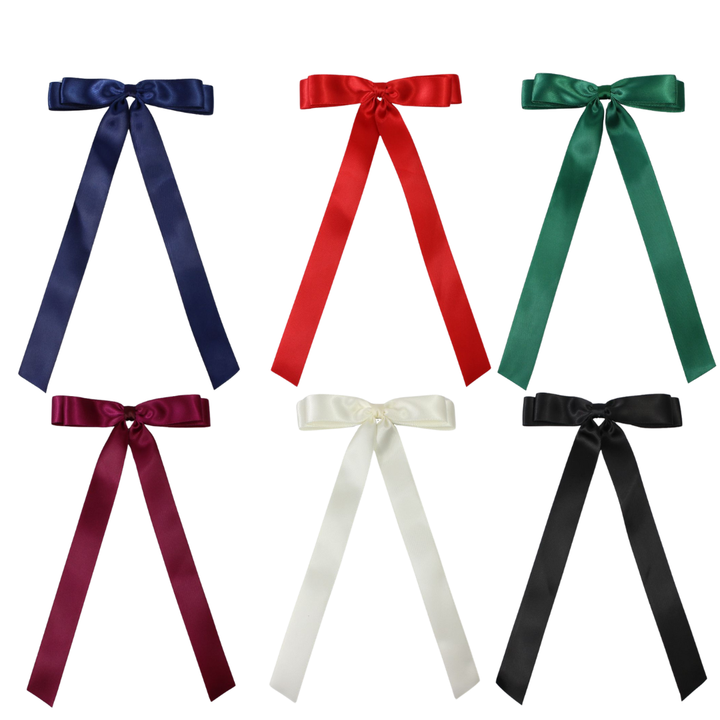 Beyond Creations, LLC - 7/8" SATIN LAYERED TAIL BOW ON ALLIGATOR CLIP: Millennium Blue