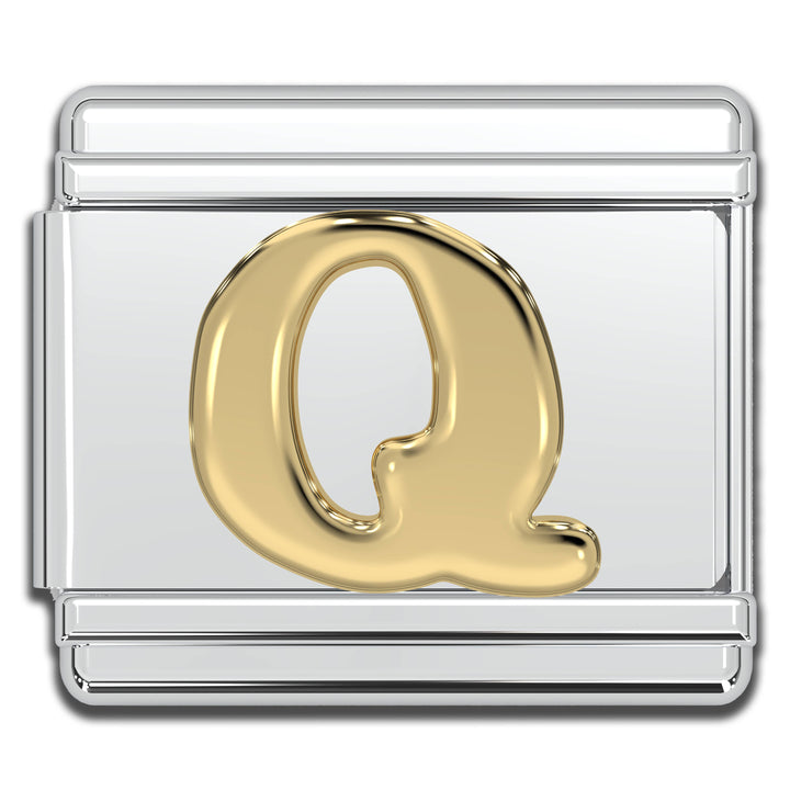 Natalia - Italian Charm Letters A-Z - 9mm Gold Bracelet Charms: O