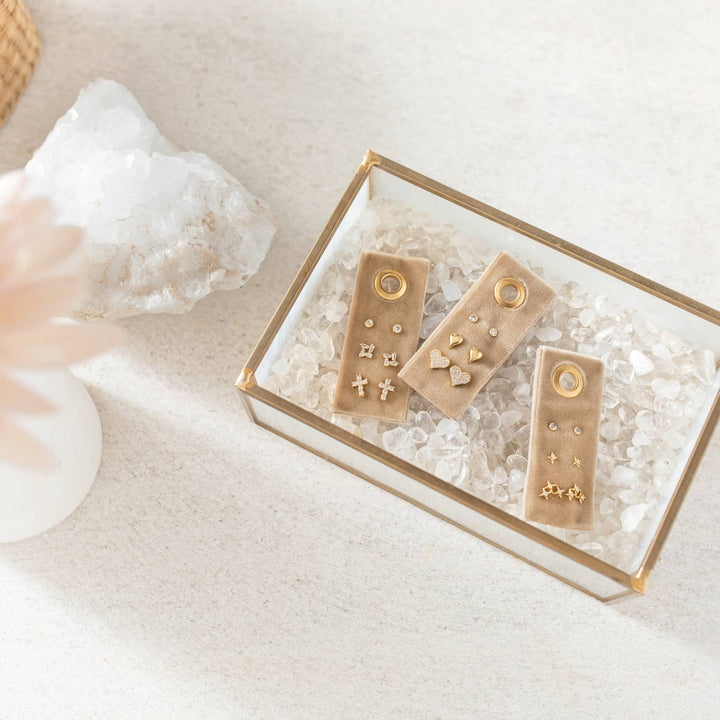 Splendid Iris - Cross Velvet Stud Gift Set: Gold