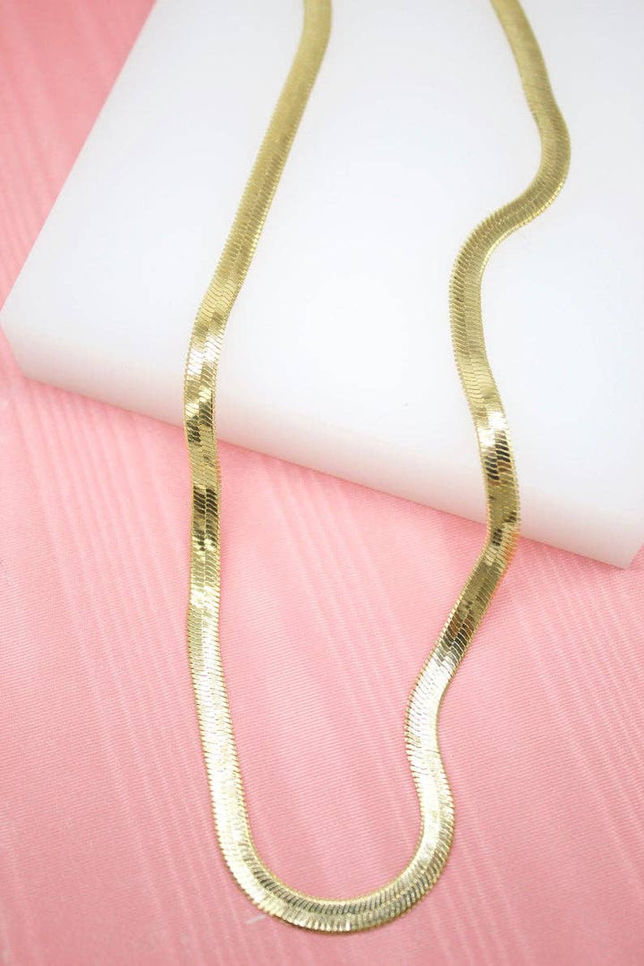 MIA Jewelry - 18K Gold Filled Herringbone Chain (H29-37): 16' Inch / 6mm