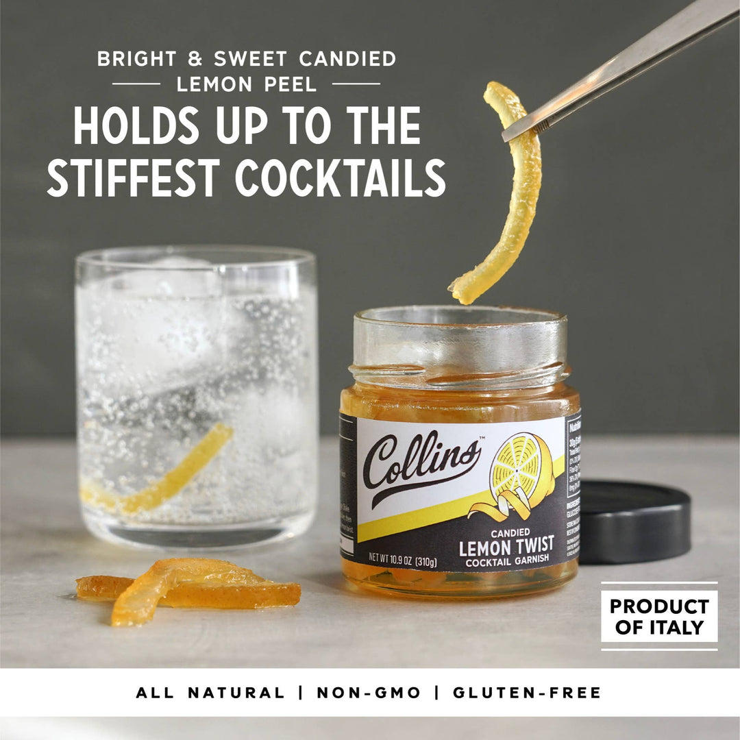 Collins - Italian Candied Lemon Peel Twist Cocktail Garnish 10.9 oz