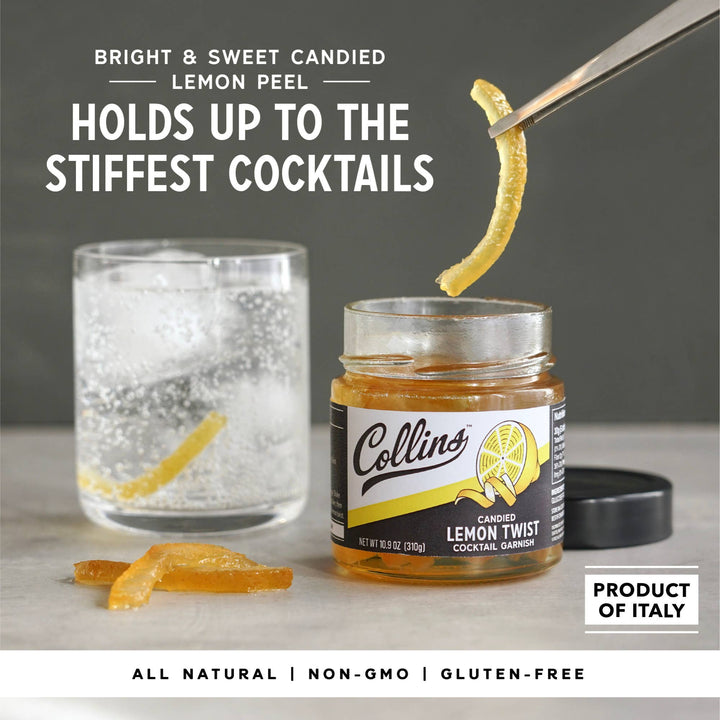 Collins - Italian Candied Lemon Peel Twist Cocktail Garnish 10.9 oz