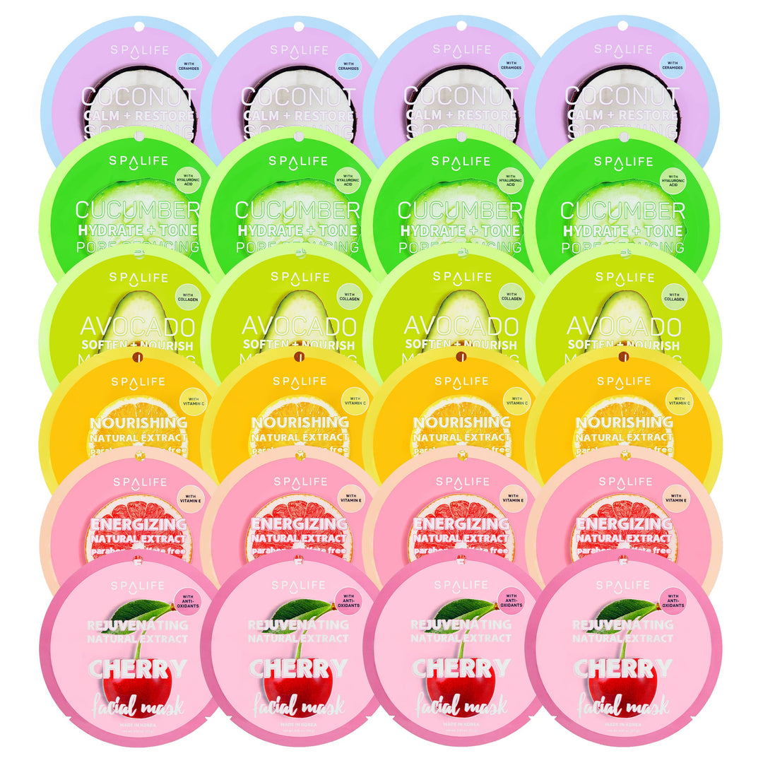My Spa Life - Korean Fruit Infused Face Masks – 24 Masks Value Pack