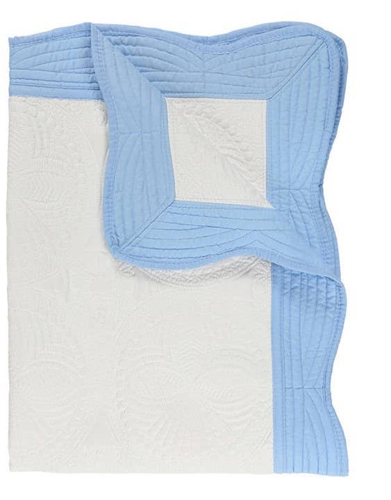 Zsa Zsa & LoLLi - Heirloom Quilt - Baby Quilt Blanket Swaddle Monogram: Baby Blue
