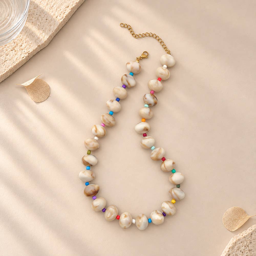 MKS America - Bohemian Beaded Choker Necklace For Women: Green / M