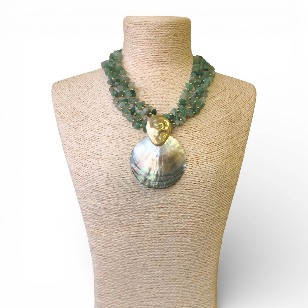 Bijoux Envie Statement Jewelry - Mother of Pearl Shell Necklace | Handmade Statement Jewelry