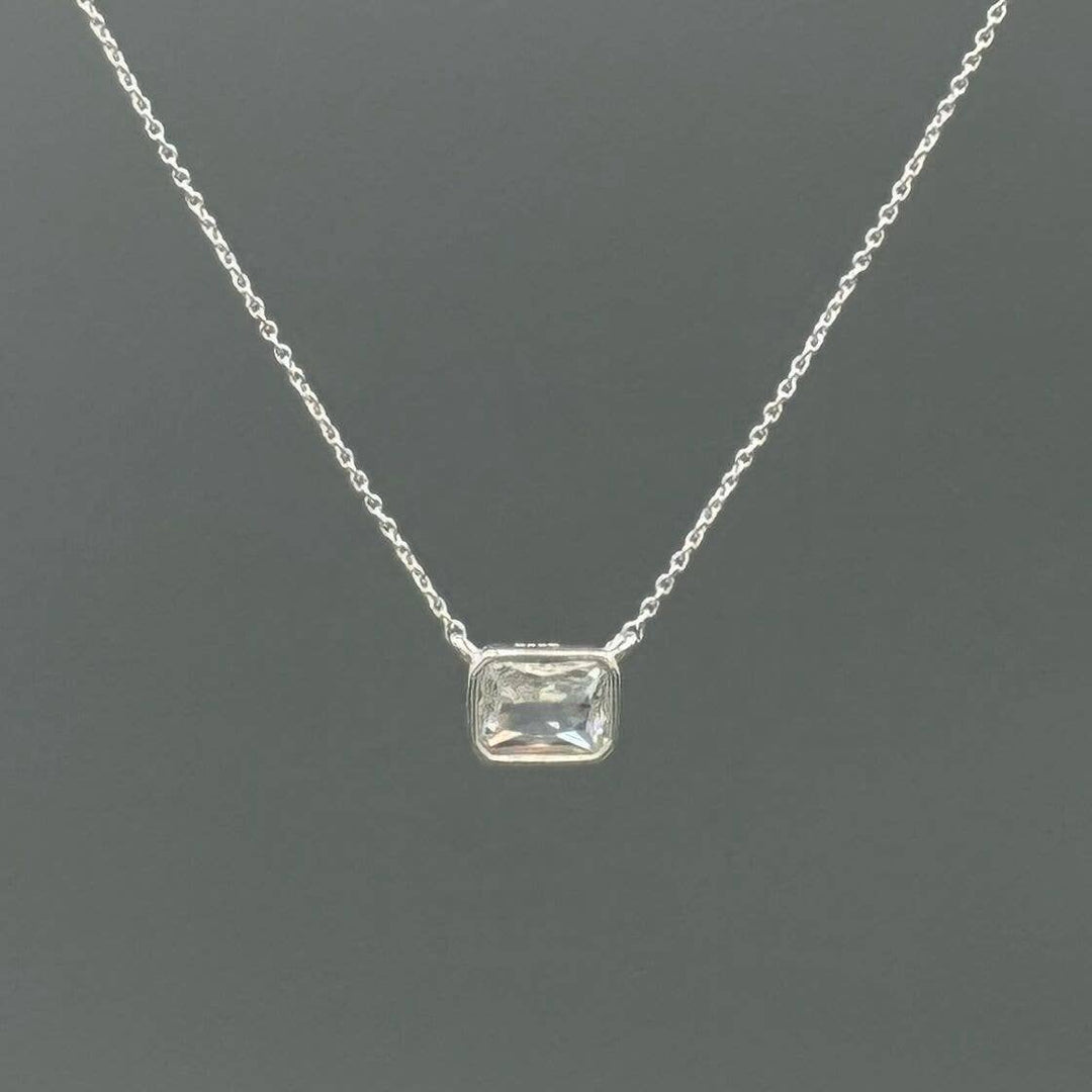 Something Silver - Rectangle Connecter CZ Necklace: Gold Filled