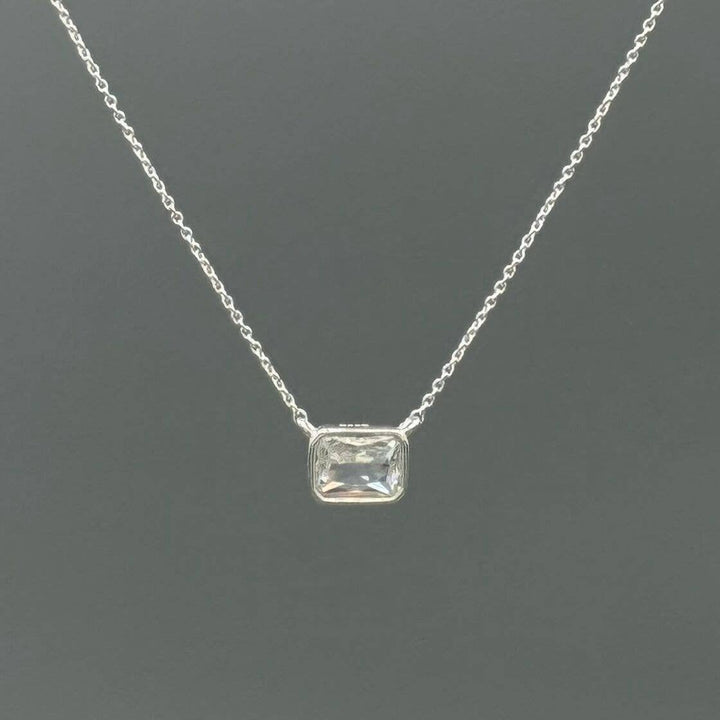 Something Silver - Rectangle Connecter CZ Necklace: Gold Filled