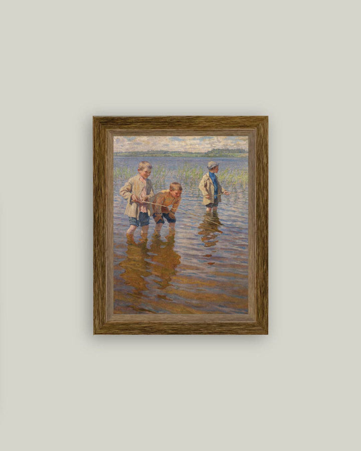 Petal Lane Home - Mid-Day Fishing Framed Antique Art: 5x7