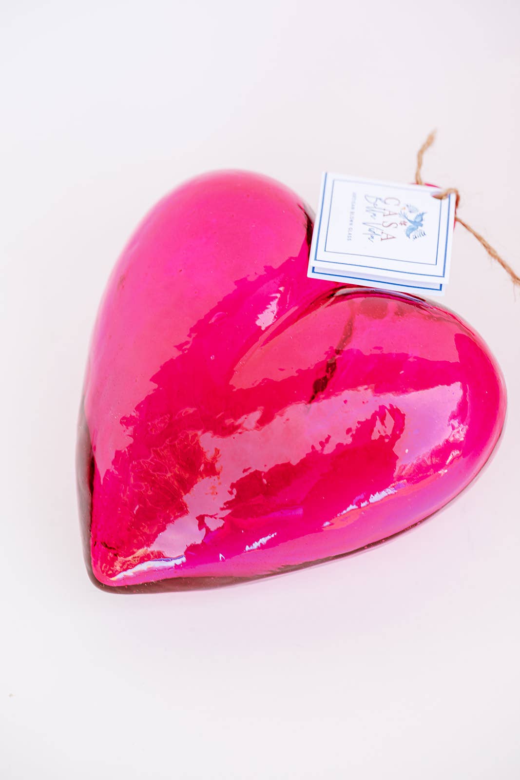 Casa Bella Vida - Blown Glass Heart - Pink - Medium