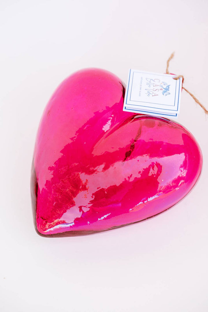 Casa Bella Vida - Blown Glass Heart - Pink - Medium