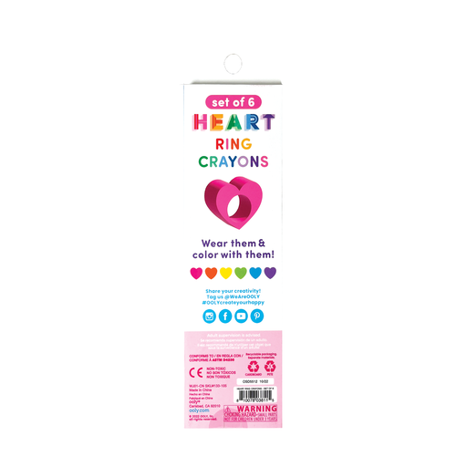 OOLY - Heart Ring Crayons - Set of 6