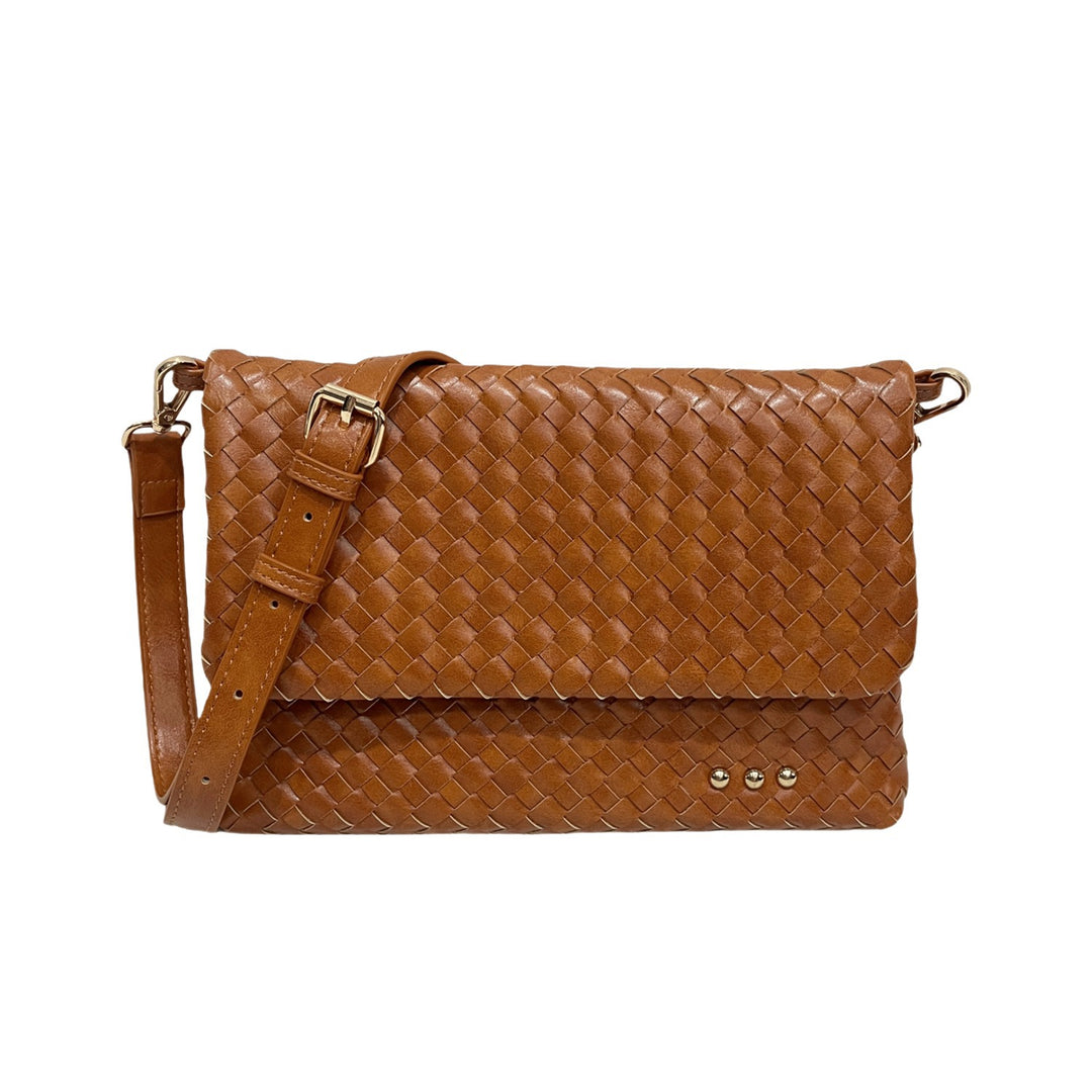 Brown Wrenlee Woven Flap Crossbody