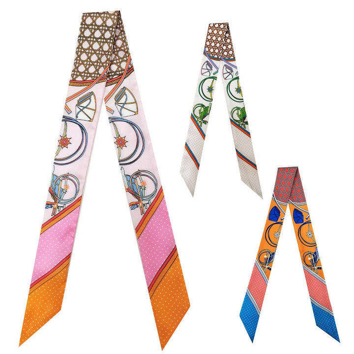 Fashion City - Multi-Colored Pattern Light Weight Twilly Scarf : PNK / ONE SIZE
