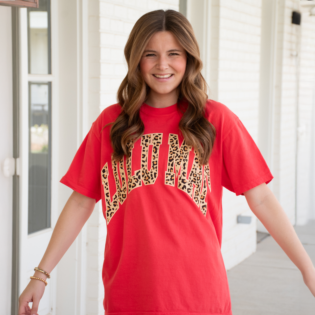 LULU MAC Leopard Adult Paprika Comfort Colors Tee - Small